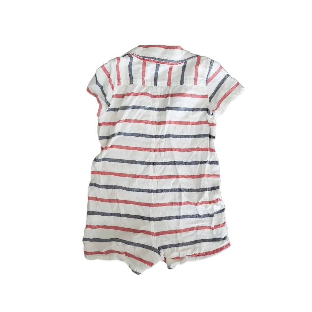 Baby Gap 3-6m Striped Button Down Shirt Shortie Romper
